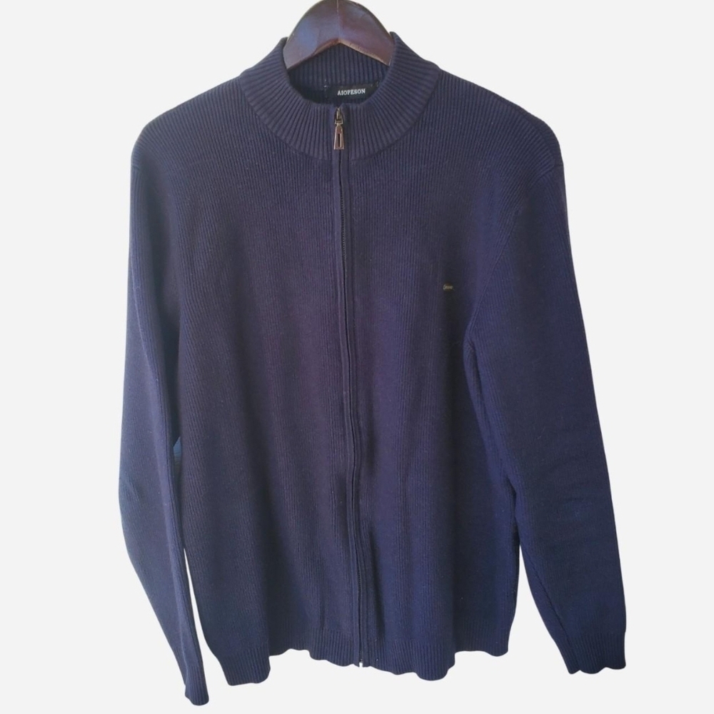 Men's Navy Zip-Up Sweater